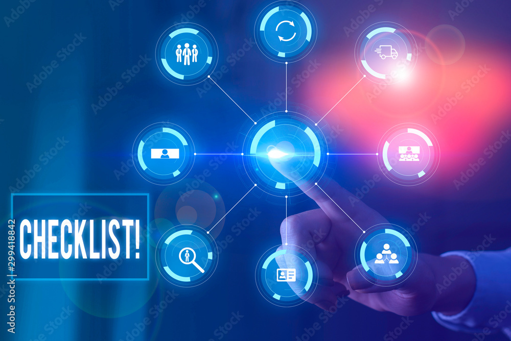 Poster word writing text checklist. business photo showcasing list items required things be done or points 