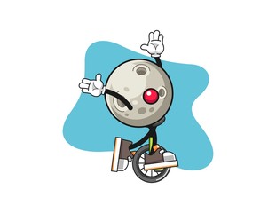 Moon clown cartoon. Mascot Character vector.