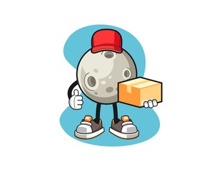 Fototapeta premium Moon courier cartoon. Mascot Character vector.