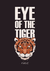 eye of the tiger t shirt design with quotes vector illustration