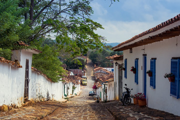 Hilly  Road in Barichara in Colombia