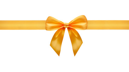 Gold bow on white background
