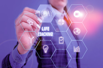 Text sign showing Life Coaching. Business photo showcasing demonstrating employed to help showing...