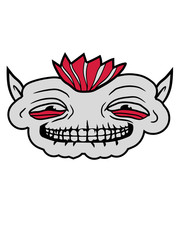 troll kobold kopf halloween monster gesicht horror gruselig böse zähne augen kopf gefährlich hässlich comic cartoon clipart design