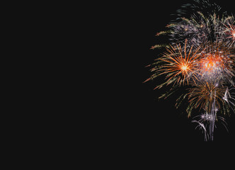 Abstract colored firework background with free space for text