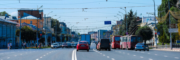 Naklejka na ściany i meble Moscow, Russia - August, 25, 2019: image of traffic in Moscow