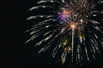 Abstract colored firework background with free space for text