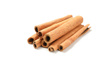 Cinnamon sticks isolated on white background. Sweet spice