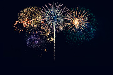 Abstract colored firework background with free space for text