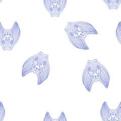 Seamless pattern with stylized cherubs and angels.  Endless texture for religious and Christmas theme decoration.