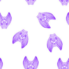 Seamless pattern with stylized cherubs and angels.  Endless texture for religious and Christmas theme decoration.