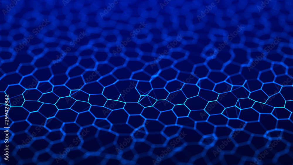 Poster futuristic hexagon background. abstract technology background. technology concept. big data. 3d