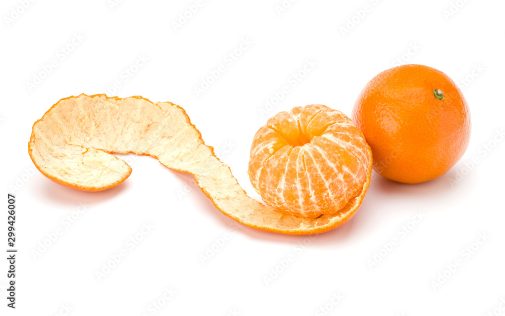 Wall mural Peeled tangerine or mandarin fruit.