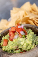 Fresh guacamole and tortilla chips