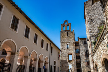 A characteristic glimpse in the ancient medieval village of Narni. Umbria, Terni, Italy. Old stone...