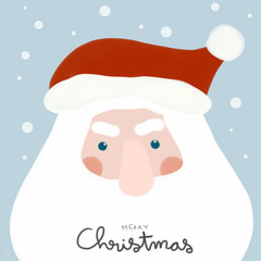 Santa Claus face cartoon watercolor painting illustration