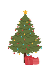 Obraz na płótnie Canvas happy merry christmas pine tree with gift decoration