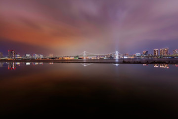 Night view on Tokyo skyline from Harumi Wharf Park