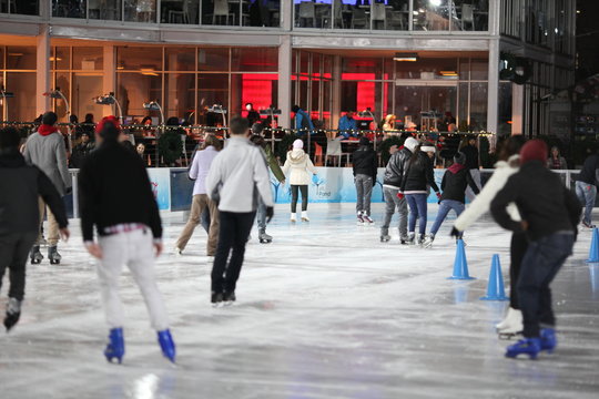 Ice Skating In Bryant Park In Manhattan At Christmas 