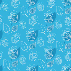 Seamless  blue pattern with apple.