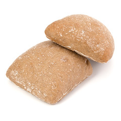 Ciabatta bread isolated on white background cut out.