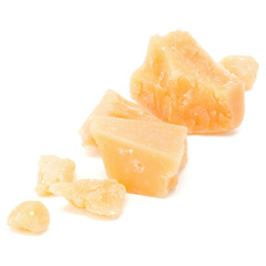 shredded parmesan cheese isolated on white background cutout