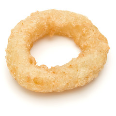 Crispy deep fried onion or Calamari ring isolated on white background