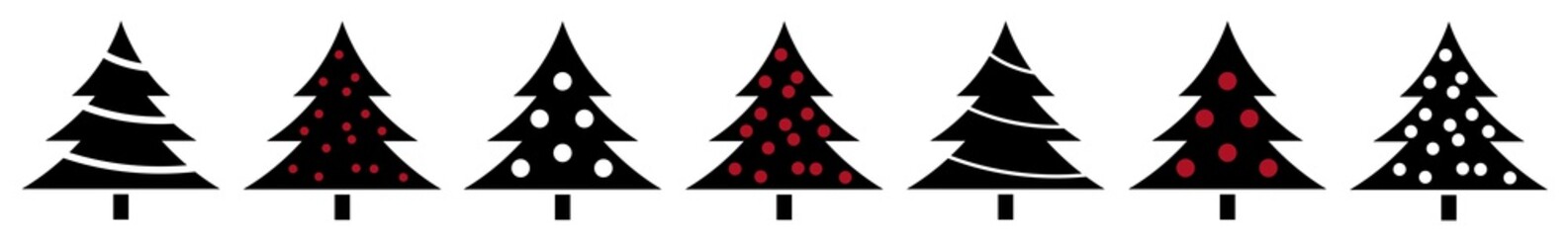Christmas Tree Black Icon | Fir Tree Adornment Illustration | x-mas Symbol | Logo | Isolated Variations