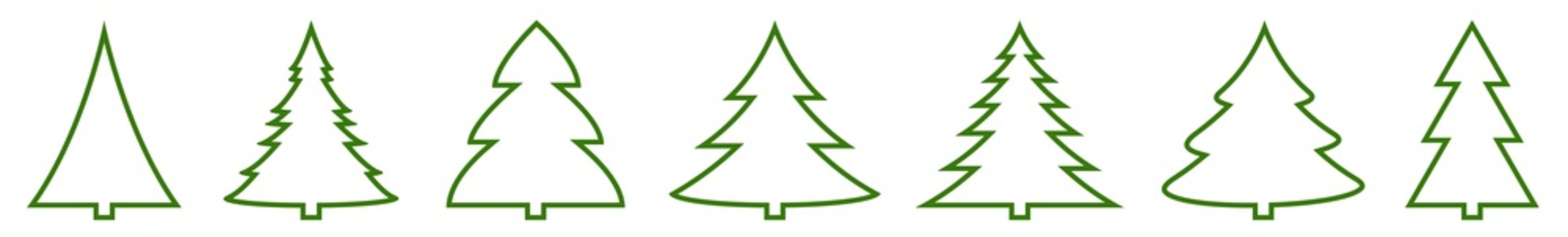 Christmas Tree Green Shape Icon | Fir Tree Illustration | x-mas Symbol | Logo | Isolated Variations