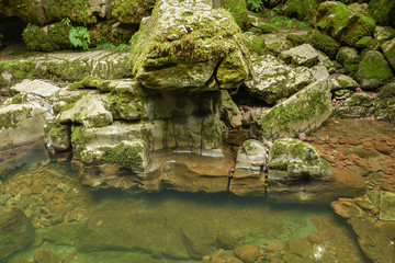 Watercourse in idyllic landscape in Wales, United Kingdom