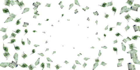 Money falling. Banknote falling isolated textures on white background.