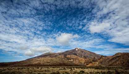 Fototapeta na wymiar Dramatic sky over volcanic Mount Teide in Tenerife