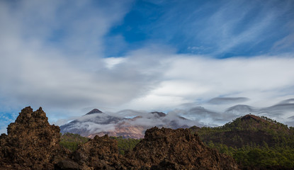 Dramatic shot of volcanic Mount Teide in Tenerife