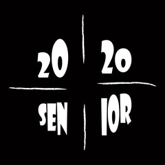 Stylish design for printing on high school graduation clothes. The senior design in the form of a print on a t-shirt. Logo on a dark background for graduation.