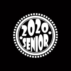 Stylish design for printing on high school graduation clothes. The senior design in the form of a print on a t-shirt. Logo on a dark background for graduation.