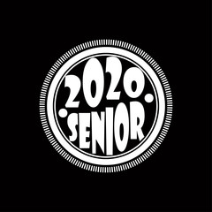 Stylish design for printing on high school graduation clothes. The senior design in the form of a print on a t-shirt. Logo on a dark background for graduation.