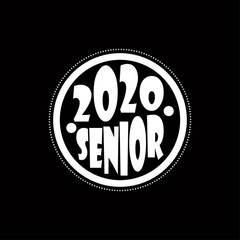 Stylish design for printing on high school graduation clothes. The senior design in the form of a print on a t-shirt. Logo on a dark background for graduation.