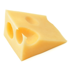 Cubes of cheese. Cheese block isolated on white background cutout