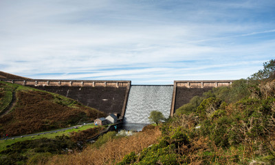 Fototapeta na wymiar Scenic shot of Water dam, River Avon, Avon Dam Reservoir, South Brent, Dartmoor Park