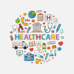 Health care set in the form of a circle