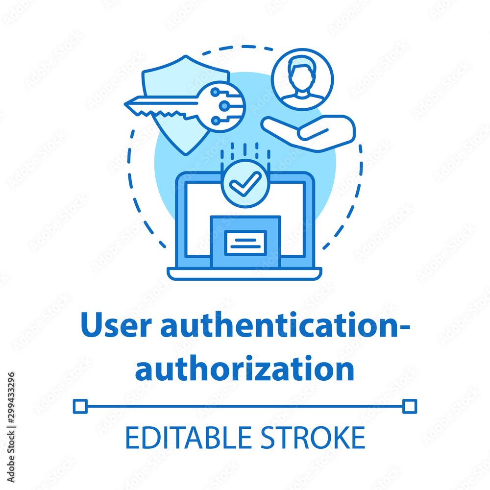 Poster user authentication-authorization concept icon. software development kit idea thin line illustration