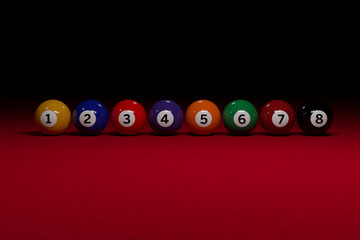 Billiards / Pool Balls on Red Felt - 3D