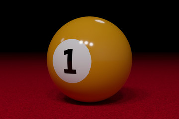 Billiards / Pool Balls on Red Felt - 3D