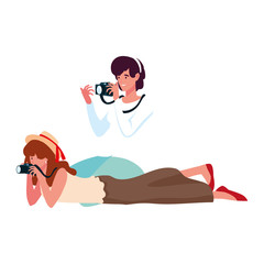 Women taking picture vector design