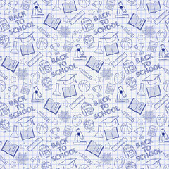 Seamless pattern with school elements