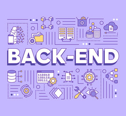 Back-end word concepts banner. Database programming. Web applications development. Presentation, website. Isolated lettering typography idea with linear icons. Vector outline illustration