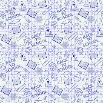 Seamless pattern with school elements