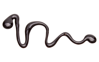 Chocolate syrup drop isolated on white background