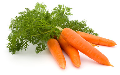 Carrot vegetable with leaves isolated on white background cutout - 299434842