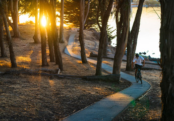 Biking on a Winding Trail